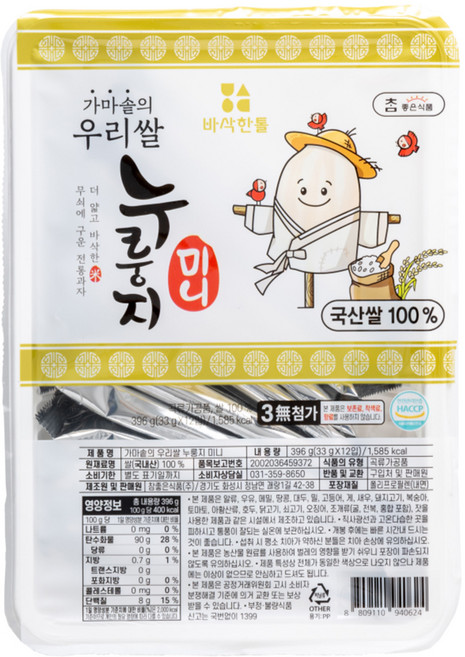 참좋은식품 가마솥의 누룽지 미니 12p, 396g, 1개