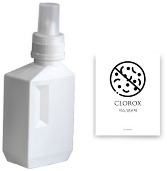 아토소 세탁세제 소분 디스펜서 650ml + 락스 라벨 1p, 화이트, 1세트