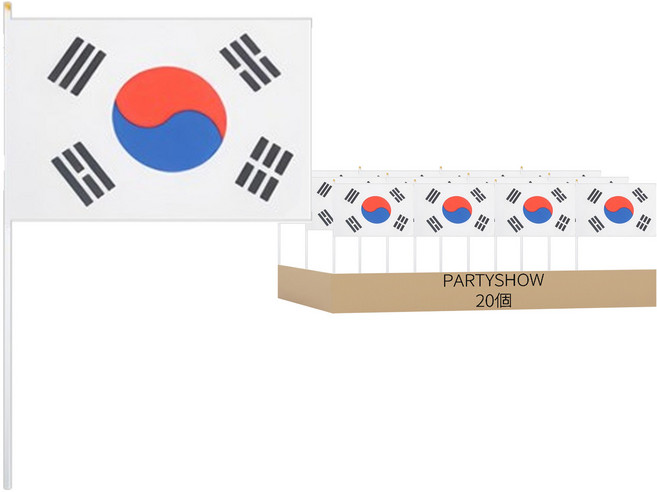 PARTYSHOW 一體型手作太極旗, 紅色 + 藍色 + 黑色 + 白色, 20個