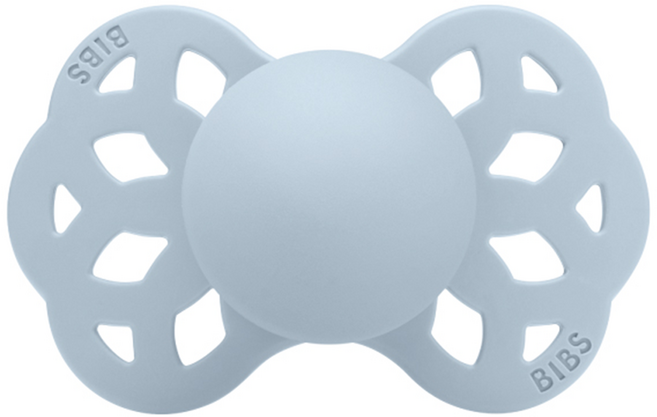 BIBS Infinity 雙扁型矽膠奶嘴, 1個, 寶貝藍, 0~6個月