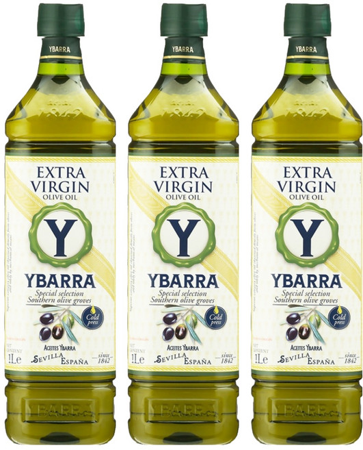 YBARRA 特級初榨冷壓橄欖油, 3瓶, 1L