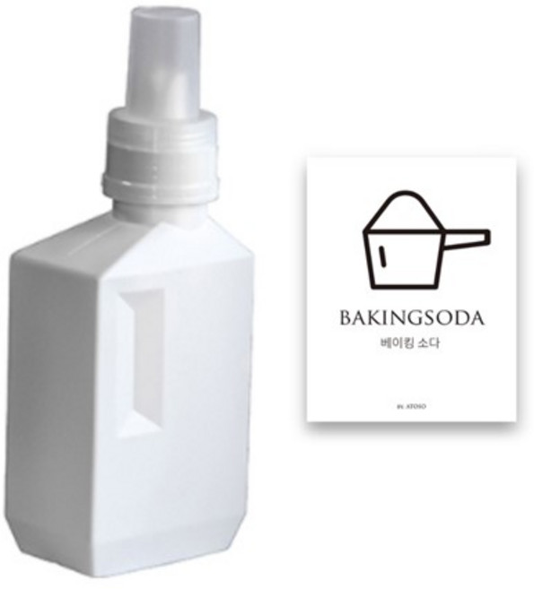 아토소 세탁세제 소분 디스펜서 650ml + 베이킹소다 라벨 1p, 화이트, 1세트