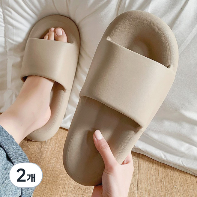 프랑온드 감성 구름 슬리퍼, 브라운, 2개