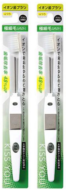 KISS YOU 負離子牙刷 極細普通毛, 1入, 2支