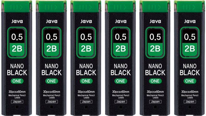 자바펜 나노블랙원 샤프심 2B, 0.5mm, 6개