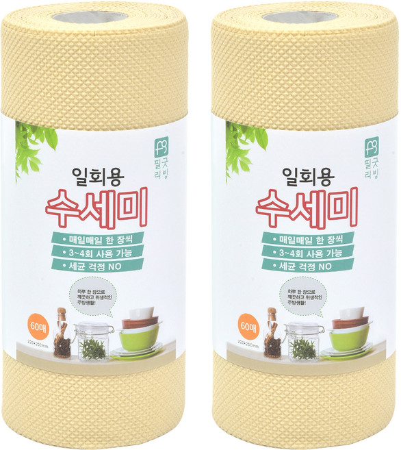 필굿리빙 일회용 수세미 60p, 아이보리, 60개입, 2개
