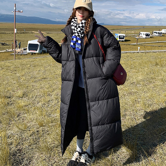 엘쏘 여성용 데일리 캐주얼 무지 심플 롱 패딩