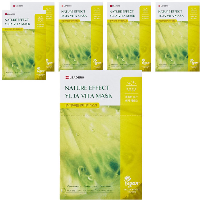 LEADERS 麗得姿 Nature Effect 柚子維他命提亮面膜 21ml, 10片, 6盒