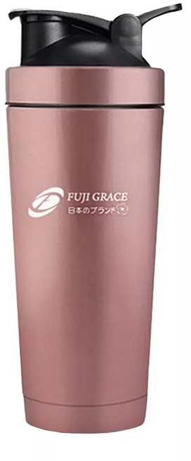 FUJI-GRACE 富士雅麗 寬口陶瓷噴層保溫搖搖杯, 玫瑰金, 750ml, 1個