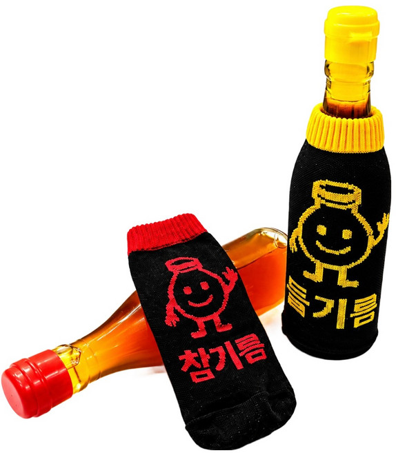 쿠썬데이 들기름 참기름 기름병 양말 커버 세트, 노랑, 빨강, 1세트
