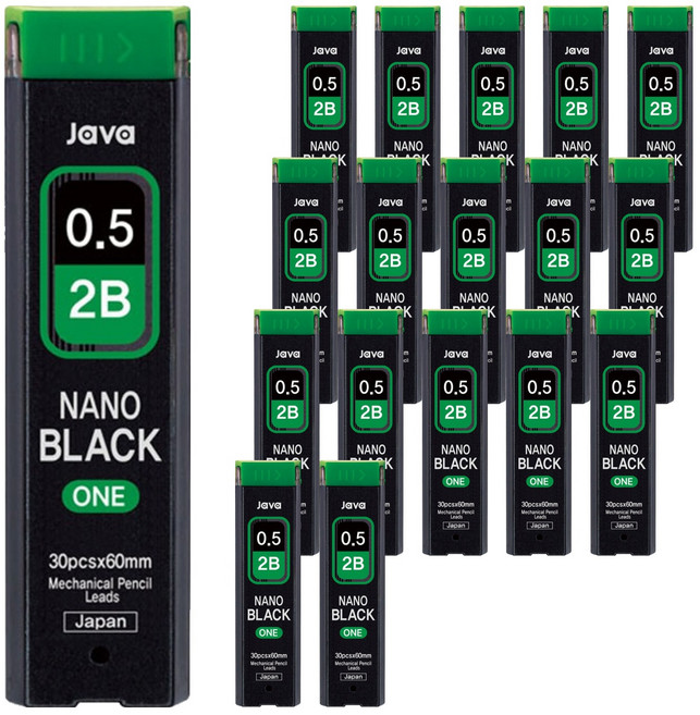 자바펜 나노블랙ONE 샤프심 2B, 0.5mm, 18개