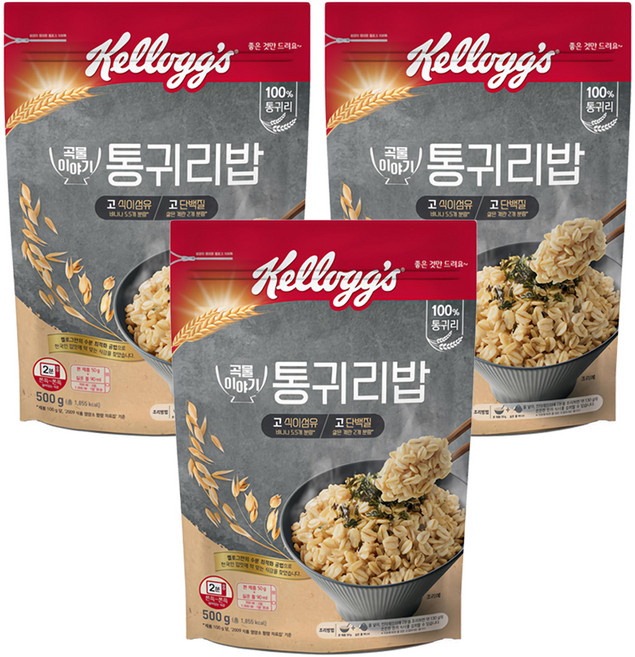 켈로그 통귀리밥, 500g, 3개