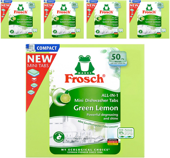 프로쉬 식기 세척기 세제 그린레몬 50p, 450g, 5개