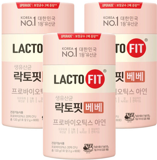 락토핏 베베 유산균, 120g, 3개
