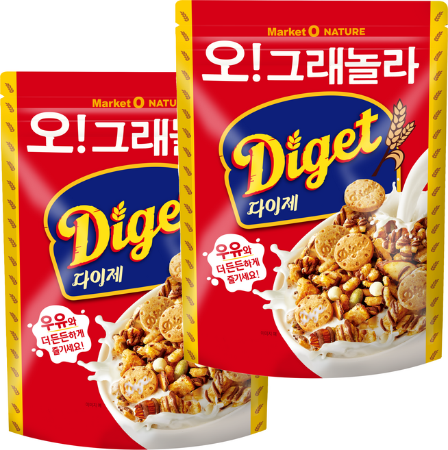 마켓오네이처 오 그래놀라 다이제 시리얼, 300g, 2개