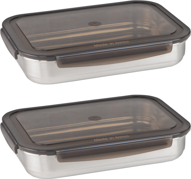 인콕 스텐콕 스텐 밀폐용기 납작이, 2개, 3호