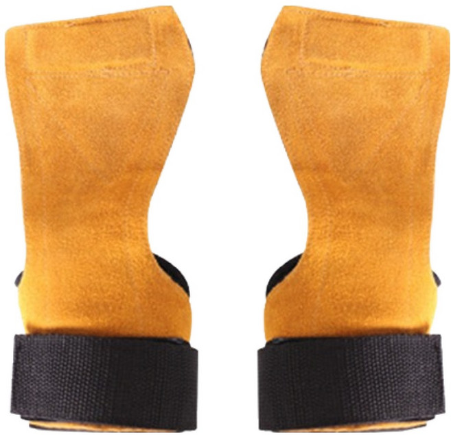 MAME 헬스 운동 가죽스트랩 리프팅 그립 장갑, 옐로우, 1세트