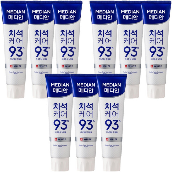 메디안 치석케어 93프로 치약 화이트, 120g, 9개