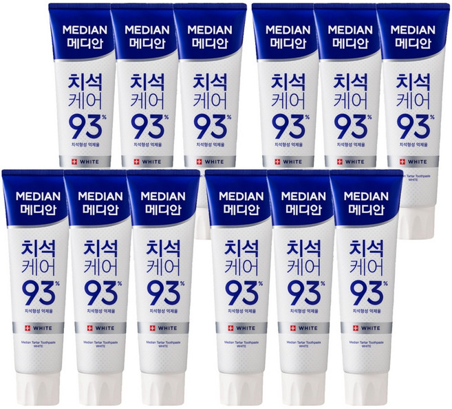 메디안 치석케어 93프로 치약 화이트, 120g, 12개