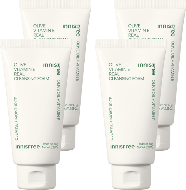 [비건뷰티] 이니스프리 올리브 비타민 E 리얼 클렌징 폼, 150g, 4개