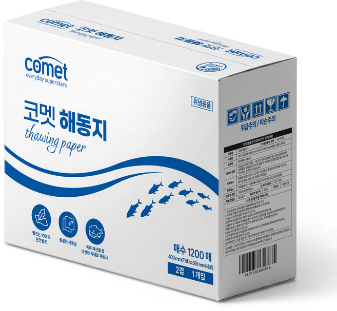 8위 - 코멧 천연펄프 해동지 키친타월 1200매, 1개입, 1개