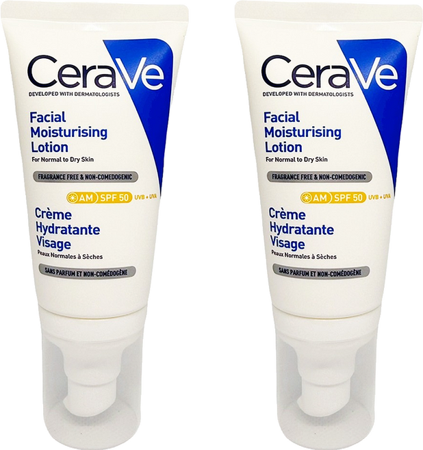 CeraVe 適樂膚 台灣公司貨 全效清爽修護防曬乳 SPF50, 52ml, 2條