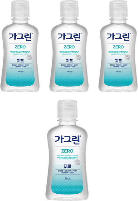 가그린 제로 구강청결제, 100ml, 4개