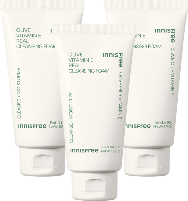 [비건뷰티] 이니스프리 올리브 비타민 E 리얼 클렌징 폼, 150g, 3개