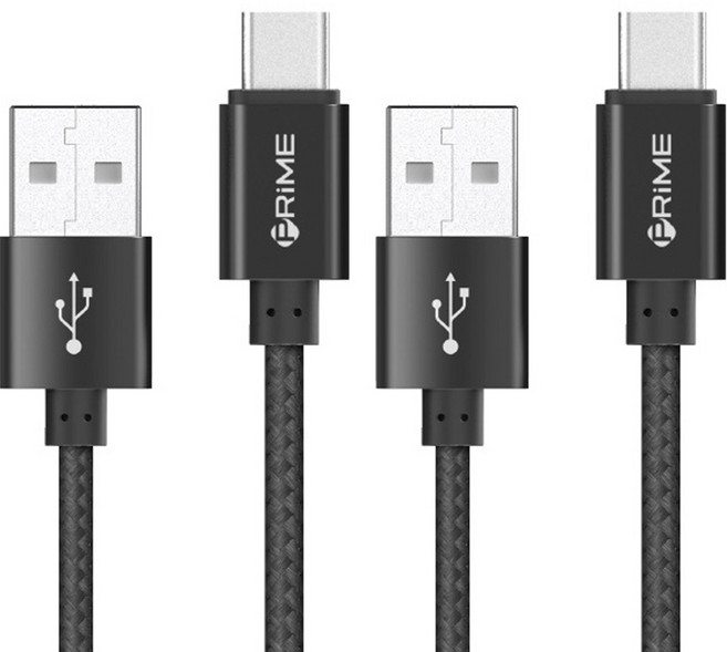 프라임 1.5M C타입 메탈 충전 케이블, 블랙, 2개