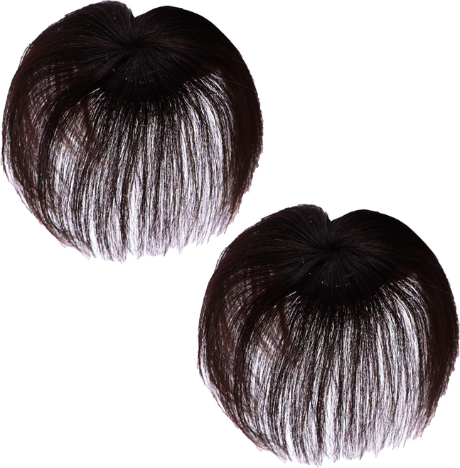 超仿真一片式無痕頭髮片 15cm, 2個, 黑色