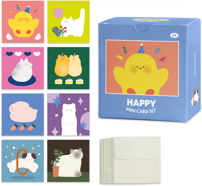ICONIC Happy 迷你卡片 8款 x 3p + 信封組, 混合顏色