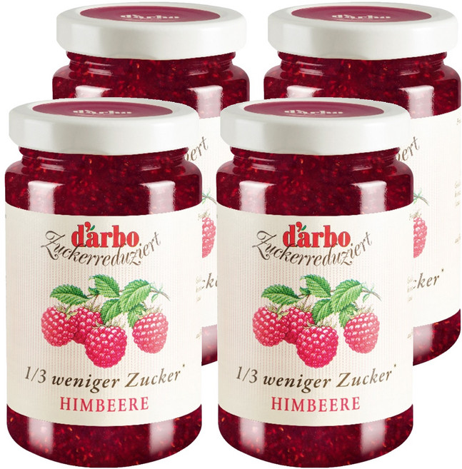 d'arbo 德寶 80%果肉減糖覆盆莓果醬, 250g, 4罐