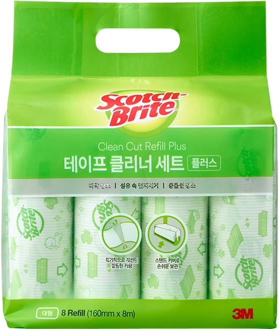 스카치브라이트 클린컷 테이프 클리너 세트 리필 8개입, 1개 - 쿠팡