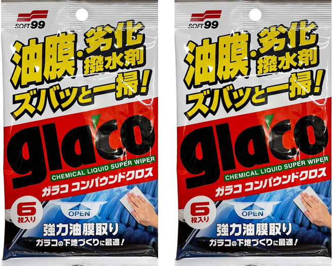 SOFT99 超強力油膜濕紙巾, 6張, 2包