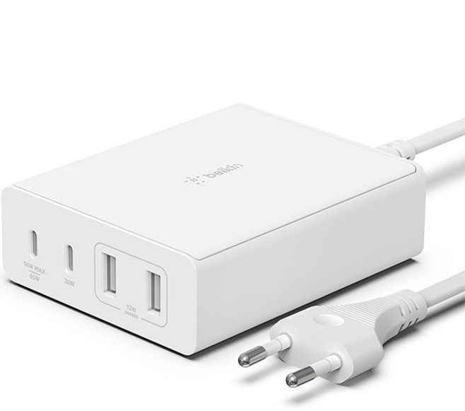 벨킨 부스트업 프로 108W 멀티 4포트 USB C PD GaN 고속 충전기 WCH010kr, 화이트, 1개