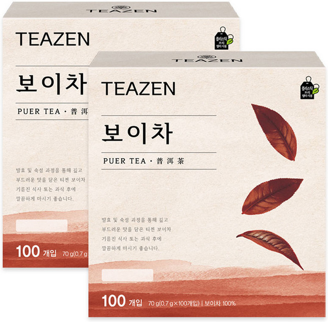 티젠 보이차 티백, 700mg, 100개입, 2개