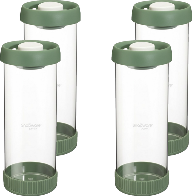 Corelle Brands 康寧餐具 Snapware 按壓真空玻璃儲物罐, 容器 + 蓋子, 4個