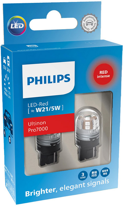PHILIPS 飛利浦 台灣公司貨 Ultinon Pro7000 W21/5W雙芯大炸彈紅光煞車燈, 1套, T20