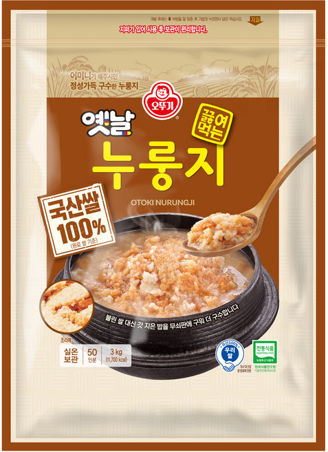 오뚜기옛날 구수한 끓여먹는 누룽지, 3kg, 1개