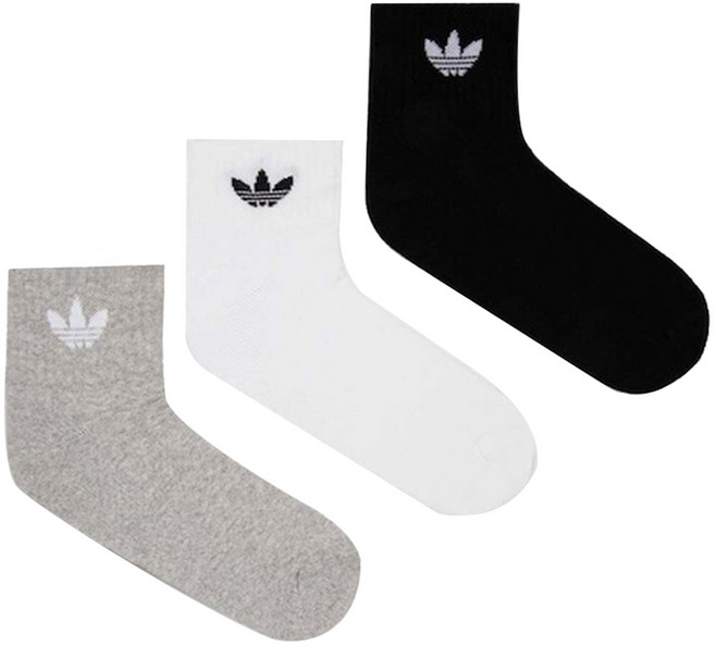 adidas 愛迪達 Originals MID ANKLE SCK 運動襪, 灰色 + 黑色 + 白色, 3雙