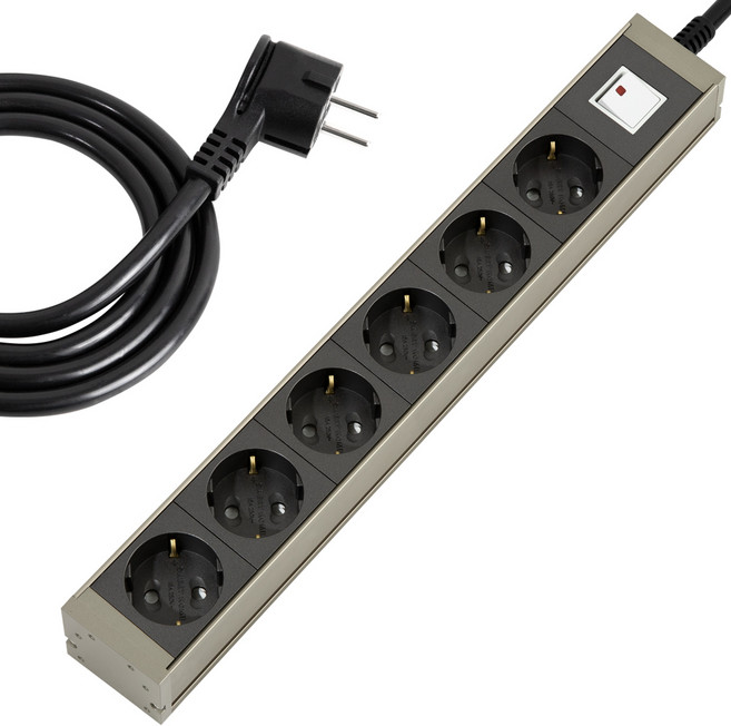 스윗홈 뉴잇 국산 고용량 알루미늄 컬러 과부하차단 납작 멀티탭 6구, 골든차콜, 1개, 1.5m