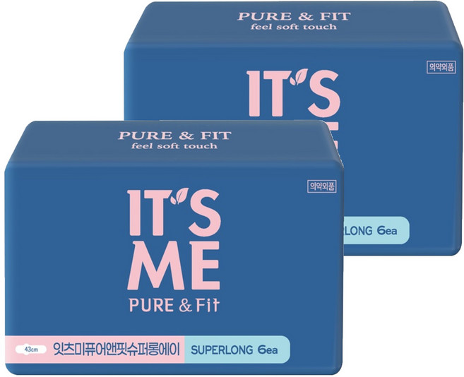 잇츠미 퓨어앤핏 생리대 날개형, 슈퍼롱, 6개입, 2개