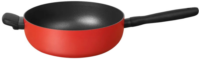 MEYER 美亞 BAUHAUS 高導磁平底鍋 革新紅 附輔助手把, 26cm, 1個