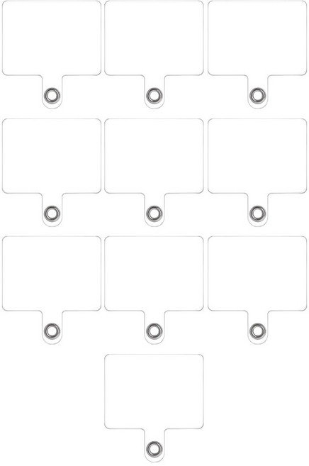 홈플래닛 아이폰 갤럭시 케이스 호환 초등학생 여행용 D형 고리 폰 스트랩 연결 투명 사각 태그 홀더, 10개