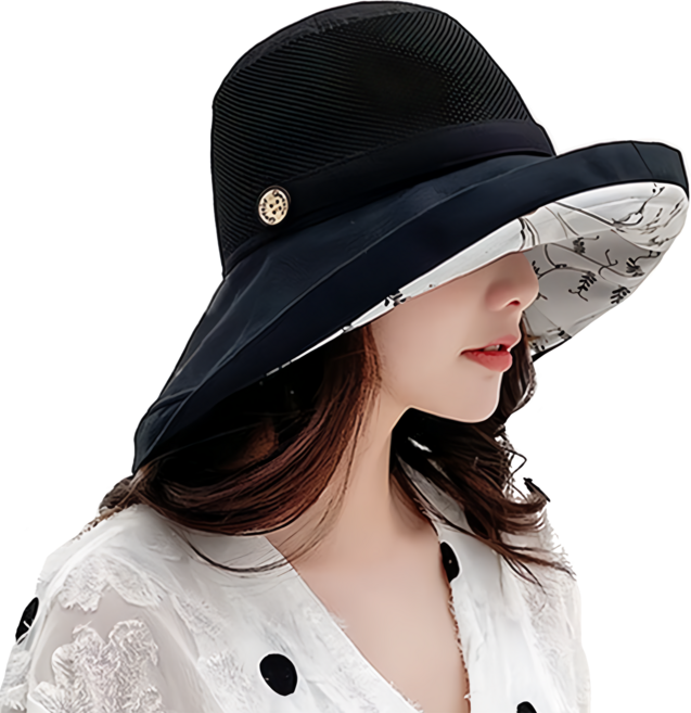 KissDiamond 小清新透氣雙層遮陽帽 (KDH-9608) 黑色