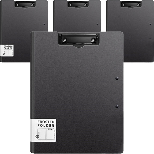 동아피엠에스 심플 커버 양방향 더블 클립보드 A4, 블랙, 4개