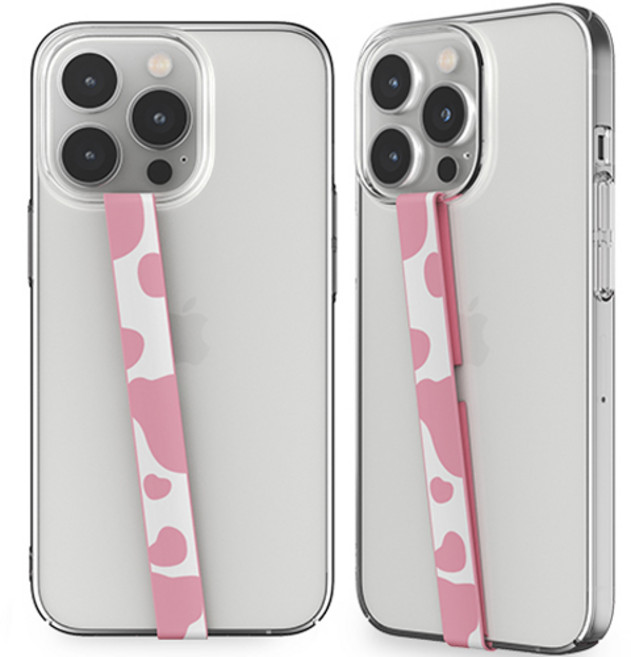 신지모루 고탄력 실리콘 신지루프 모티브 그래픽스 휴대폰 스트랩, 홀스타인 핑크, 2개