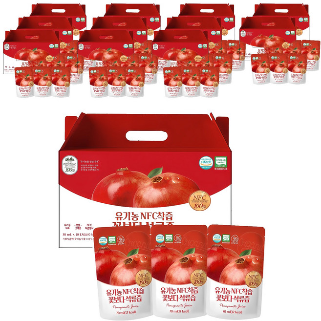 유기농마루 유기농 NFC 착즙 꽃보다 석류즙, 70ml, 360개