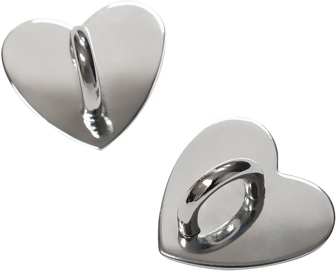 탐사 폰 꾸미기 부착용 겔타입 하트 키링 고리, 실버, 2개