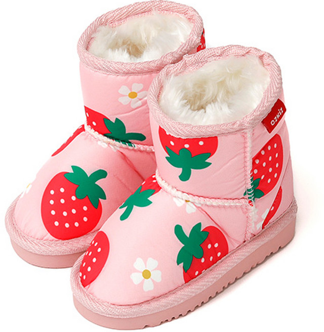 오즈키즈 여아용 따뜻한 딸기베리 털안감 부츠